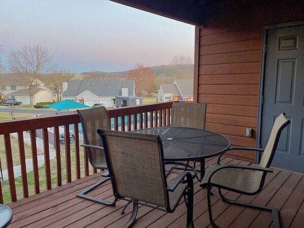 Back deck overlooking the pool