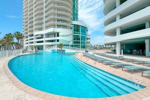 Resort style pool and loungers