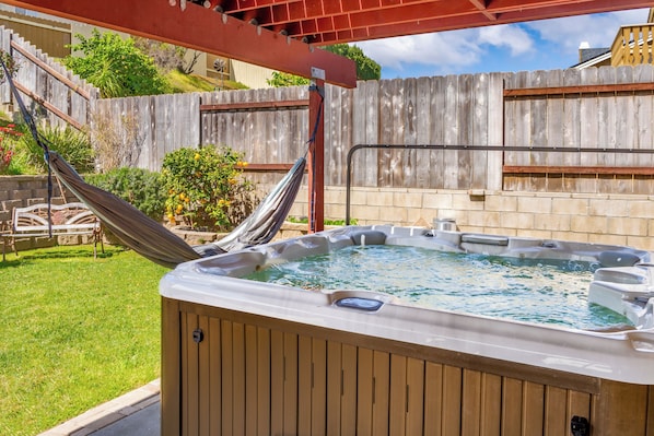 Hot tub on the patio.