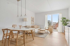 Dining area and living room