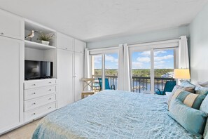 Master bedroom with a king size bed.