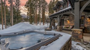 Private hot tub and fire pit on lower level patio