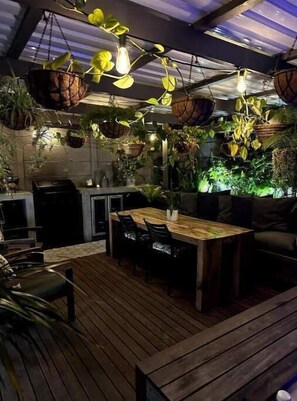 Back Deck beautiful night lighting. 