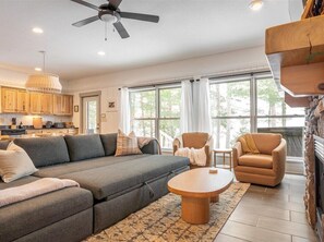 Living Room with Queen Pop-up Sleeper Sofa