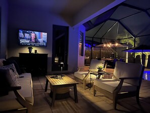 Outside Conversation Area with TV & Fan