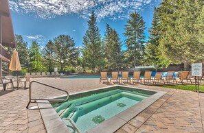 Clubhouse heated pool and hot tub - open during the winter and summer months