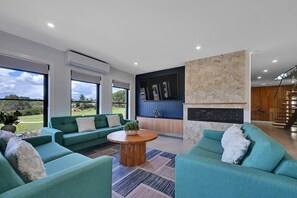 Living Area + Smart TV + Gas Fireplace