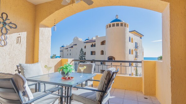 Extraordinary views from the sheltered balcony.