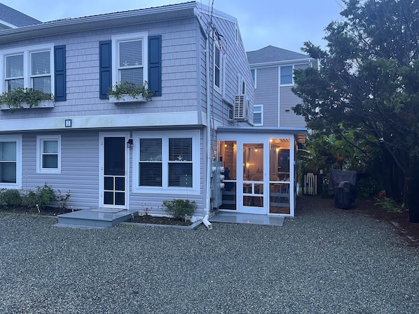 The cottage access is on the first floor only and porch