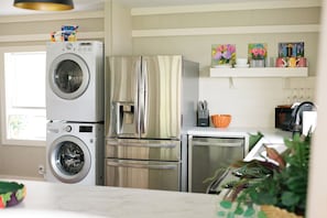 Enjoy cooking in our fully stocked kitchen