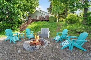 Don't forget the marshmallows when you head down to the private beach with the lovely fire pit.
