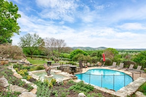 This is a community pool that is shared by guests that are staying at the ranch.