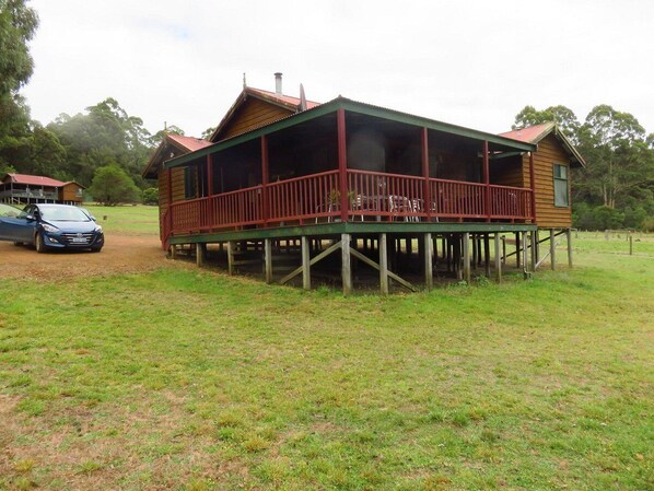 Chalet 3 is closest to the dam, and overlooks the forest.