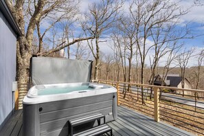 Relax in the Hot Tub on the Back Deck