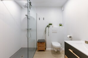 First bathroom with walk-in shower