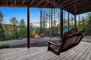 Outdoor porch swing with views of the Smoky Mountains!