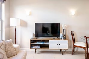 Check out this chic living room, perfect for movie nights or relaxing with friends.