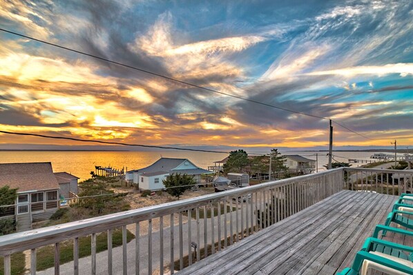 Sound and Sunset Views from Top Level Deck