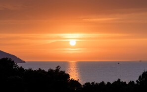 The house faces directly north west. The sunsets are stunning.
