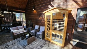 Unwind and reconnect in the warmth of your own private sauna — the perfect retreat for a cozy, romantic escape