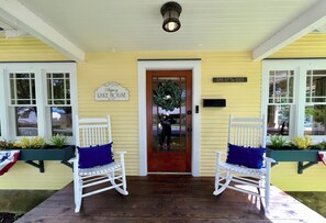 Come sit on the front porch rocking chairs and experience small town life.