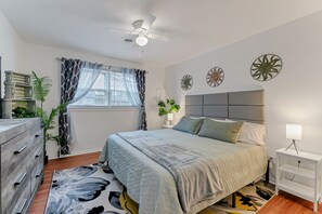 Newly decorated cozy bedroom. 