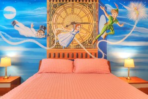Main level: Bedroom Suite 1 of 15: England - Peter Pan master King suite with crib and smart TV, double granite sink with glass shower & separate toilet closet & walk in closets