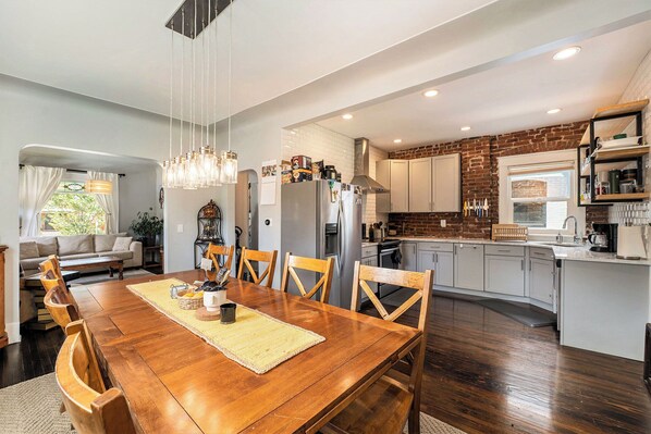 Main Floor:  A 10-person dining table perfect for a group dinner indoors
