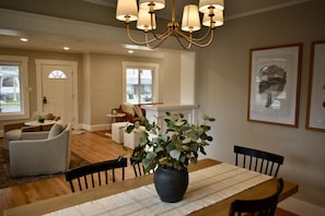 Open concept living and dining spaces