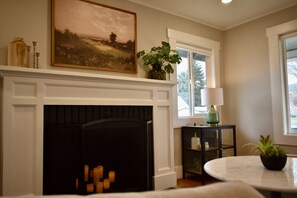 Beautiful fireplace mantle in the living room