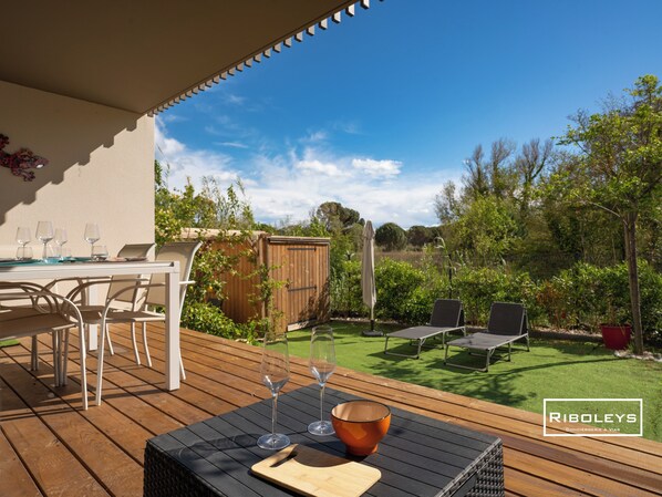 Terrace and private, fenced garden