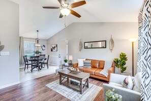 Living Room | Central A/C | Single-Story Home