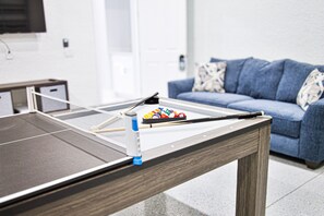 Game room] Pool table, poker table, domino table & queen size sleeper sofa