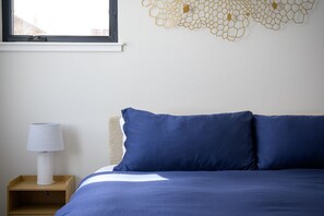 Upstairs king bedroom with attached bathroom.