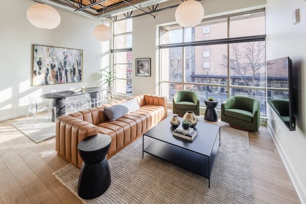 Main Living Area with 15 foot floor to ceiling windows