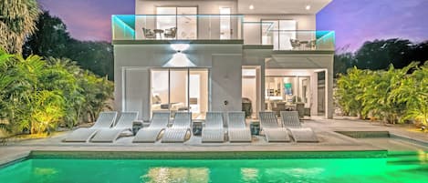 Private Heated Pool at Night