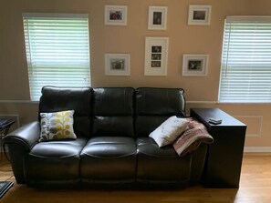 Main living room with one of two identical couches