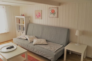 The sofa invites you to linger