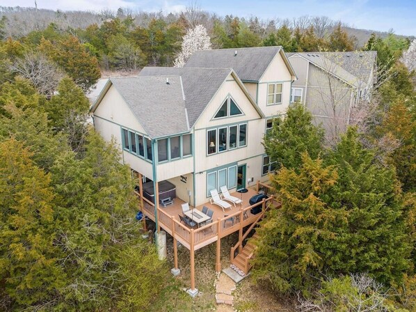 Nestled in the Ozarks you have a lot of privacy and an amazing view