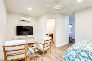 TV sitting area in the bedroom.