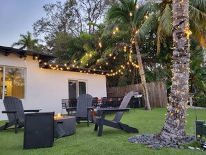 Enjoy a cozy fireplace. No better place to enjoy the sunset here!