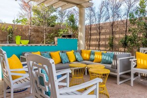Outdoor patio with comfortable seats