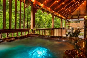 Hot tub with creek view