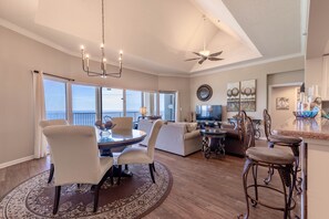 Gulf front living/dining area.