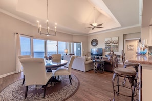 Gulf front living/dining area.