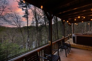 Enjoy the river and mountain views from the deck