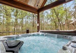 Soak your worries away surrounded by nature in our serene outdoor hot tub — the perfect end to an adventurous day.