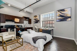 Living area with sofa bed