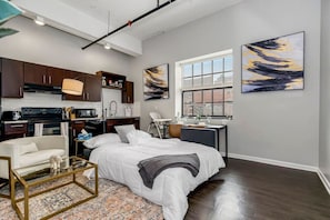 Living area with sofa bed