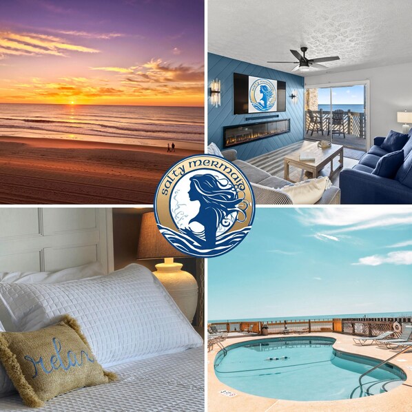 Welcome to the Salty Mermaid! A two bedroom, two bathroom condo with direct beach access a pool and hot tub. Book today!